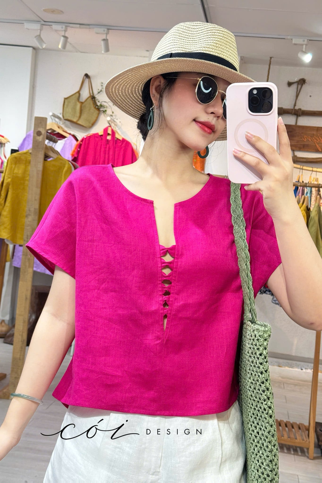Áo tà đan chéo linen tưng premium Cói Design