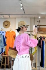Áo tay phồng phối nơ lưng linen tưng premium Cói Design