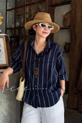 Áo sơ mi form suông phối nút lưng linen tưng premium Cói Design