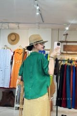 Áo sơ mi nút lưng phối túi linen tưng premium Cói Design