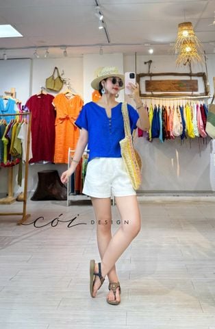 Áo tà đan chéo linen tưng premium Cói Design
