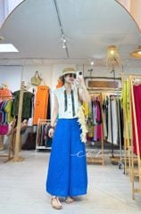 Áo sơ mi phối dây họa tiết linen tưng Cói Design