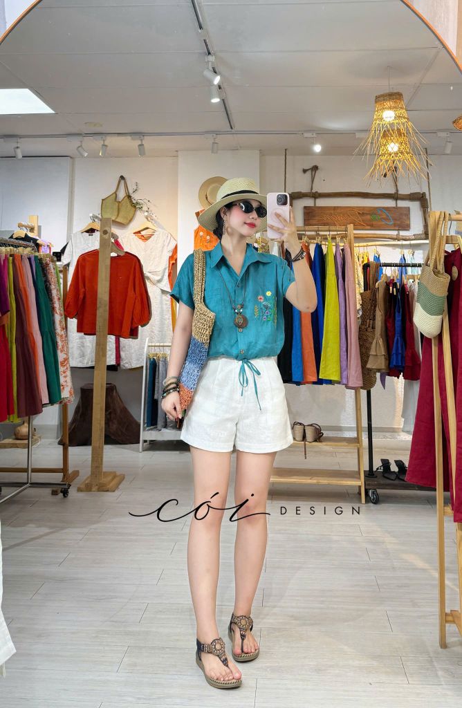 Áo thêu Đồng hoa linen tưng premium Cói Design