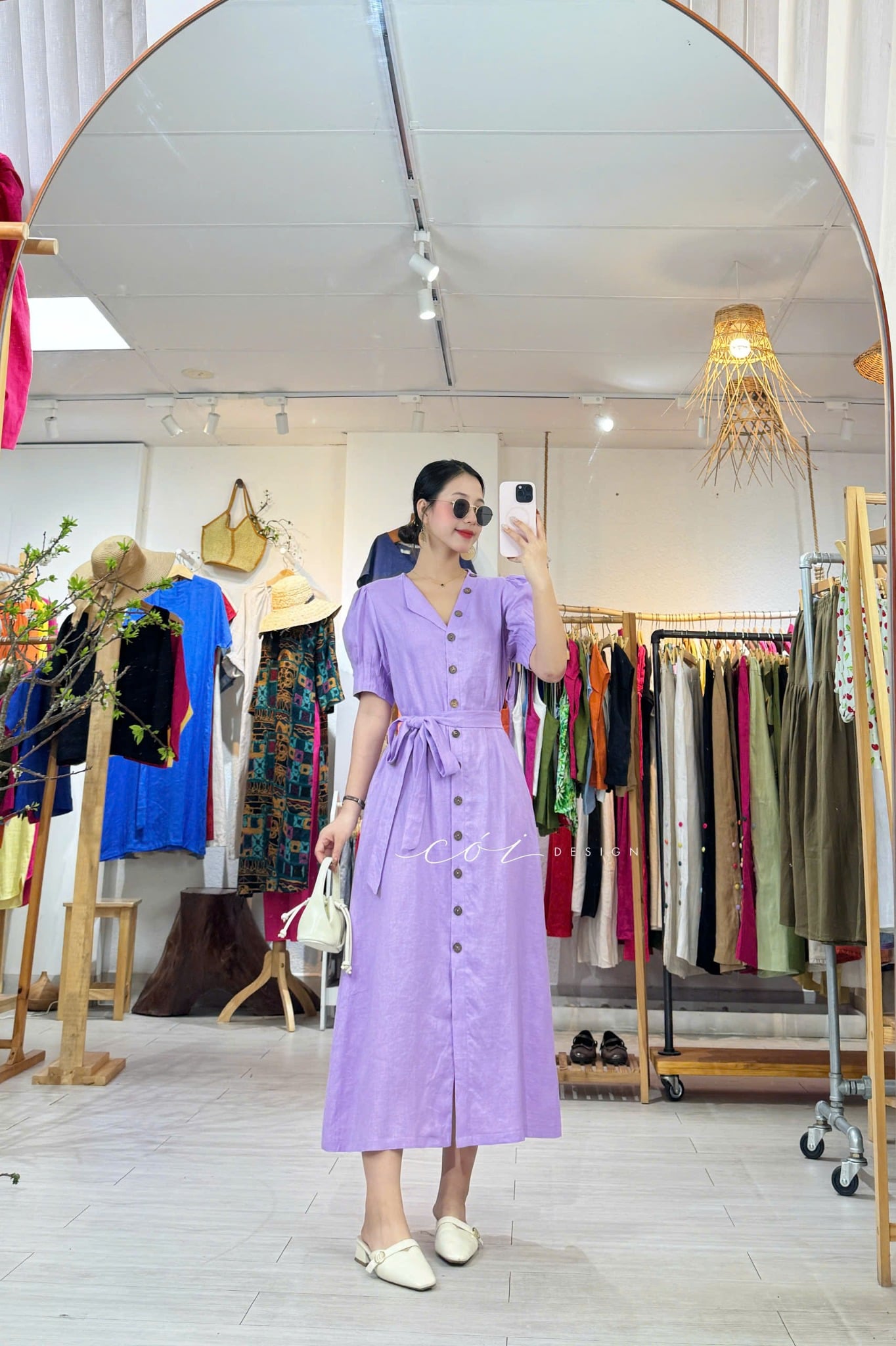 Đầm suông tt kèm belt linen tưng Cói Design