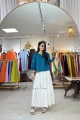 Áo cổ tròn tay nhún lồng đèn linen tưng premium Cói Design