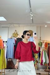 Áo cổ tròn tay nhún lồng đèn linen tưng premium Cói Design