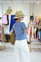 Áo gile xéo nút tay ngắn linen tưng premium Cói Design
