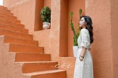 Đầm suông cổ tròn xếp nhún kèm belt linen tưng premium Cói Design