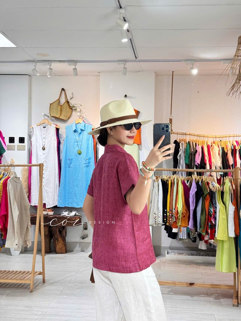 Áo sơ mi 2 túi mổ linen tưng premium Cói Design
