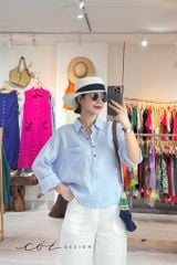 Áo cổ sơ mi 3 nút tay dài linen tưng premium Cói Design