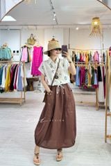 Chân váy dáng dài bo gấu linen tưng premium Cói Design