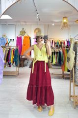 Chân váy chạy ly linen tưng premium Cói Design