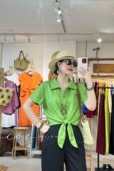 Quần suông phối bèo lai túi linen tưng premium Cói Design