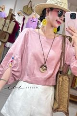 Áo tay phồng phối nơ lưng linen tưng premium Cói Design