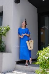 Đầm suông nút bọc màu kèm belt linen tưng premium Cói Design