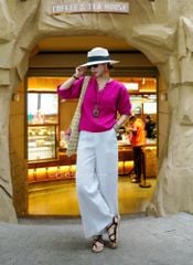 Áo cổ V tay dài nút bọc linen tưng premium Cói Design