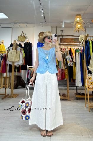 Áo sát nách xoắn eo linen tưng premium Cói Design