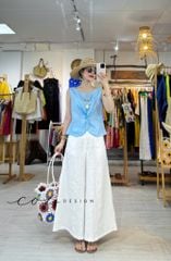 Áo sát nách xoắn eo linen tưng premium Cói Design