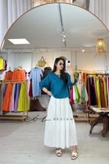 Áo cổ tròn tay nhún lồng đèn linen tưng premium Cói Design