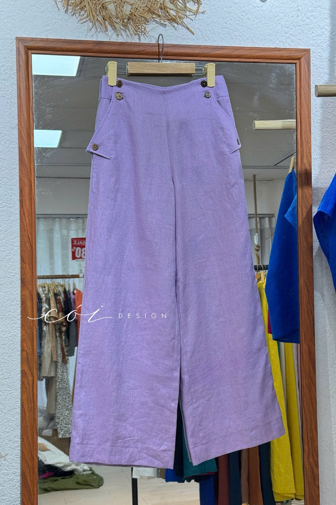 Quần suông phối nút linen tưng premium Cói Design