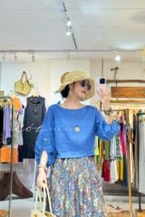 Áo tay phồng phối nơ lưng linen tưng premium Cói Design