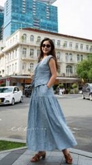 Áo cổ tròn phối nơ linen tưng premium Cói Design