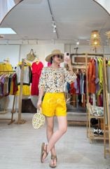 Áo tay phồng phối nơ lưng linen tưng premium Cói Design