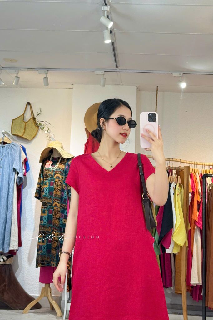 Đầm suông xoắn lưng linen tưng premium Cói Design