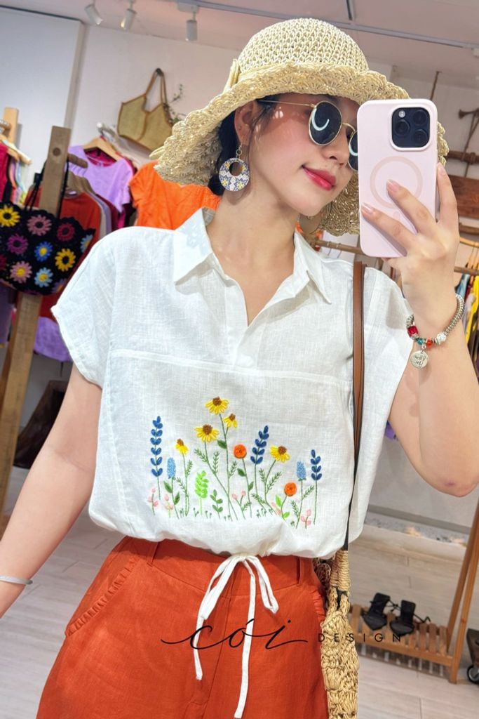 Quần suông phối bèo lai túi linen tưng premium Cói Design