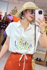 Quần suông phối bèo lai túi linen tưng premium Cói Design