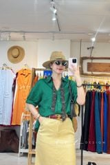 Áo sơ mi nút lưng phối túi linen tưng premium Cói Design