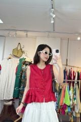 Áo sát nách lai bèo 2 bên linen tưng premium Cói Design