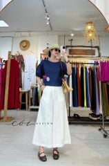 Áo thêu viền cổ phối hoa tua rua handmade linen tưng premium Cói Design