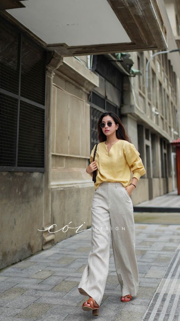 Quần suông linen tưng premium Cói Design