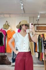 Quần suông phối bèo lai túi linen tưng premium Cói Design