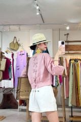 Áo tay phồng phối nơ lưng linen tưng premium Cói Design