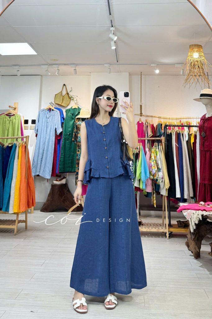 Quần 8 mảnh form váy linen tưng premium Cói Design
