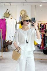 Áo tay rơi đan chéo lưng linen tưng premium Cói Design