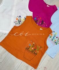 Áo nút bọc màu Vườn Hoa Trong Túi tưng premium Cói Design