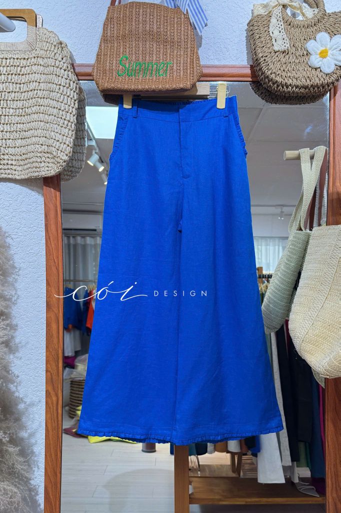 Quần suông phối bèo lai túi linen tưng premium Cói Design