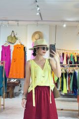 Chân váy chạy ly linen tưng premium Cói Design