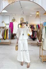 Áo tay rơi đan chéo lưng linen tưng premium Cói Design