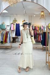 Áo sát nách nút bọc lưng một màu linen tưng premium Cói Design