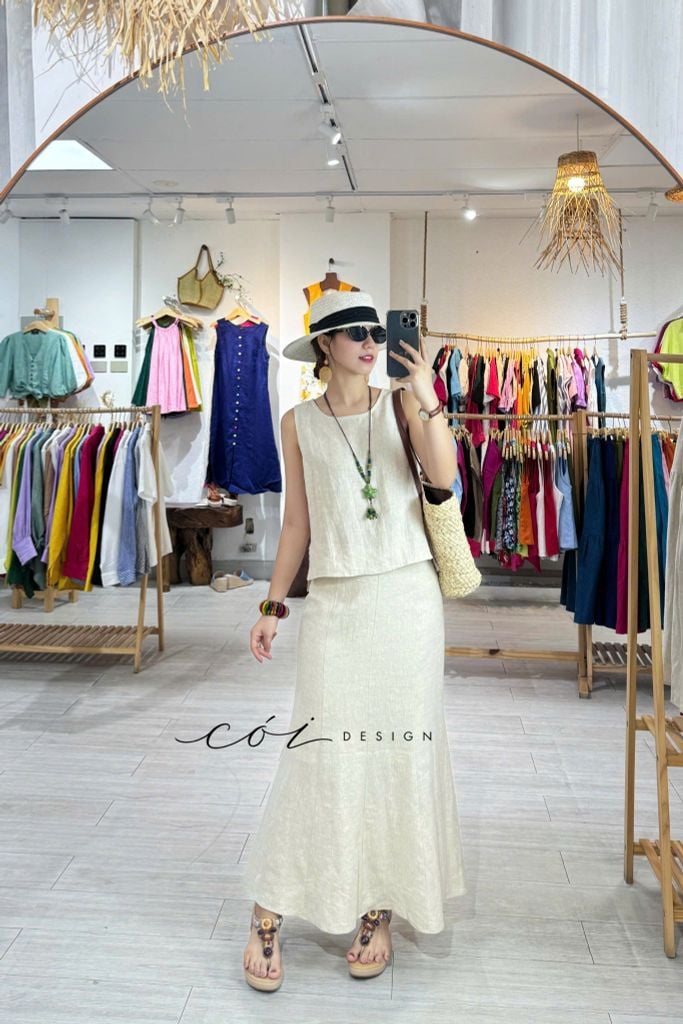 Chân váy 8 mảnh đuôi cá linen tưng premium Cói Design