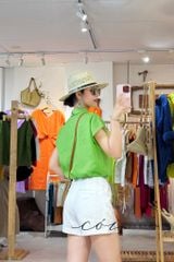 Áo cổ sơ mi phối dây linen tưng premium Cói Design