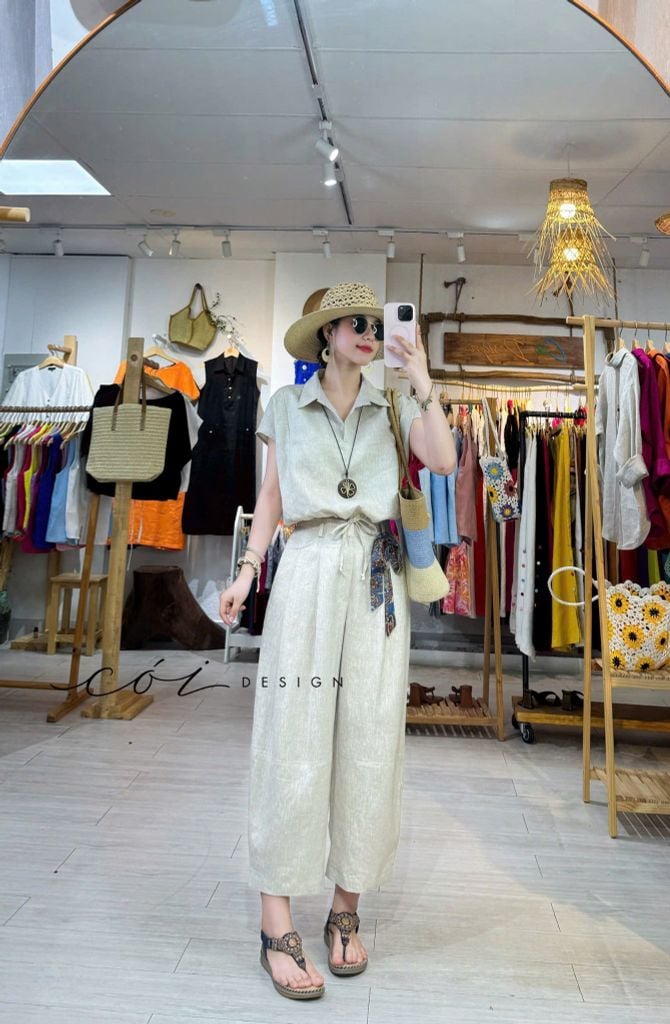 Quần baggy linen tưng premium Cói Design