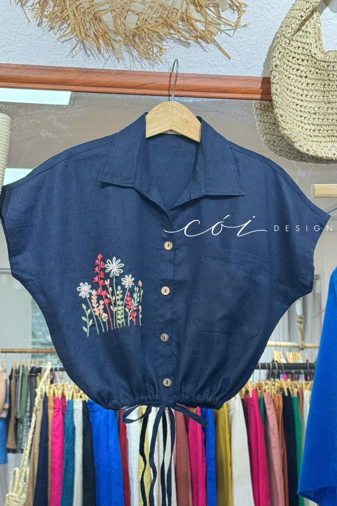 Áo thêu Đồng hoa linen tưng premium Cói Design