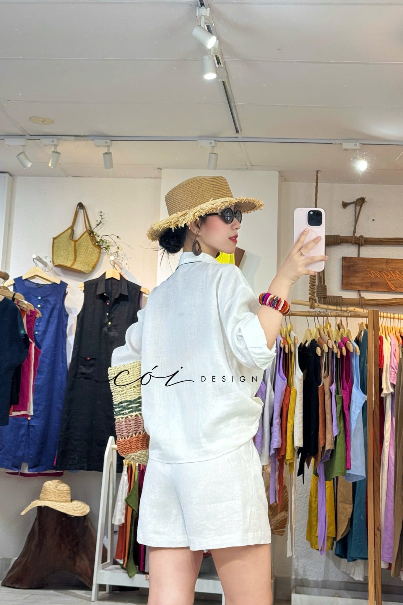 Áo sơ mi thắt nơ linen tưng premium Cói Design