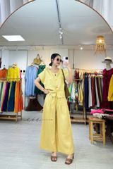 Áo cổ tròn nút đôi nhiều màu linen tưng premium Cói Design