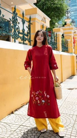 Áo dài Hoa Tường Vi Cói Design